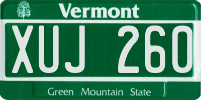 VT license plate XUJ260