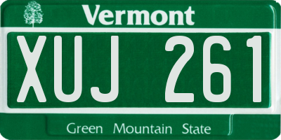 VT license plate XUJ261