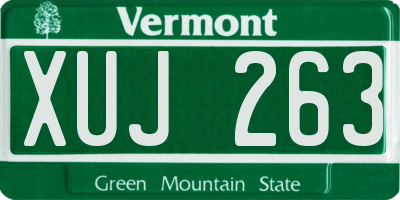 VT license plate XUJ263