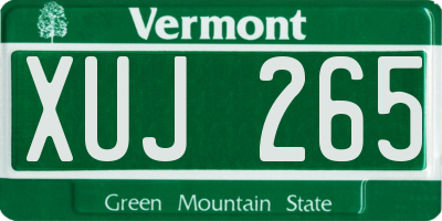 VT license plate XUJ265