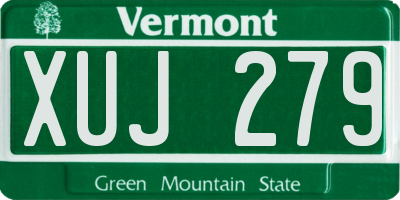 VT license plate XUJ279