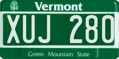 VT license plate XUJ280