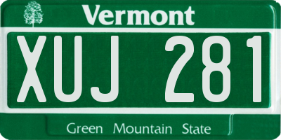 VT license plate XUJ281