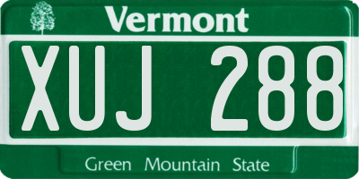VT license plate XUJ288