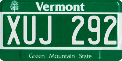 VT license plate XUJ292