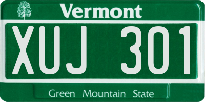 VT license plate XUJ301