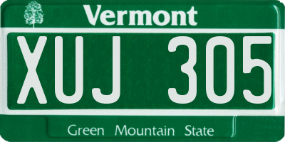 VT license plate XUJ305