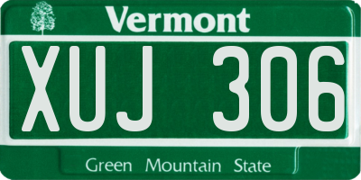 VT license plate XUJ306