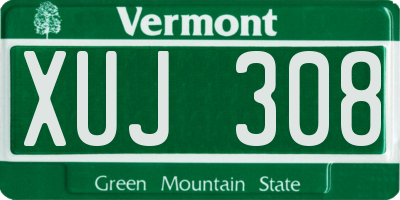 VT license plate XUJ308
