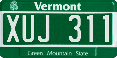 VT license plate XUJ311