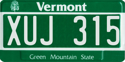 VT license plate XUJ315