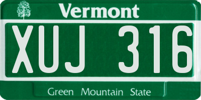 VT license plate XUJ316