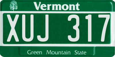 VT license plate XUJ317