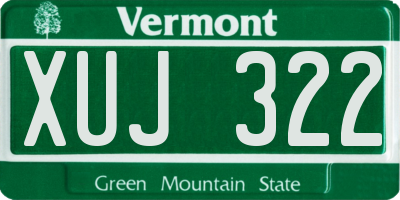 VT license plate XUJ322