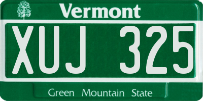 VT license plate XUJ325