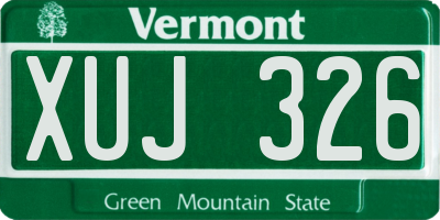 VT license plate XUJ326
