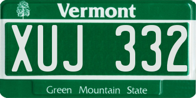VT license plate XUJ332