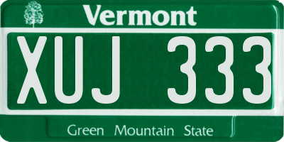 VT license plate XUJ333