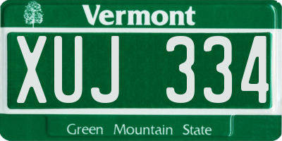 VT license plate XUJ334