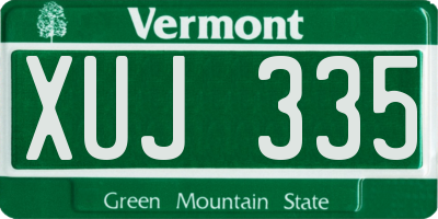 VT license plate XUJ335