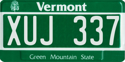 VT license plate XUJ337