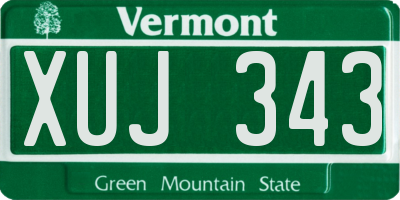 VT license plate XUJ343