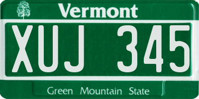 VT license plate XUJ345