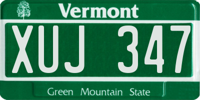 VT license plate XUJ347