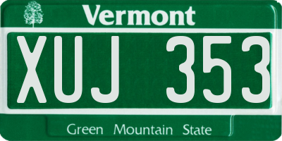 VT license plate XUJ353