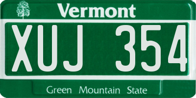 VT license plate XUJ354