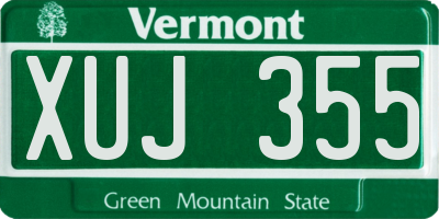 VT license plate XUJ355
