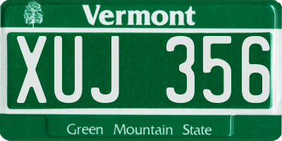 VT license plate XUJ356