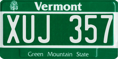 VT license plate XUJ357
