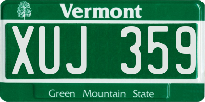 VT license plate XUJ359