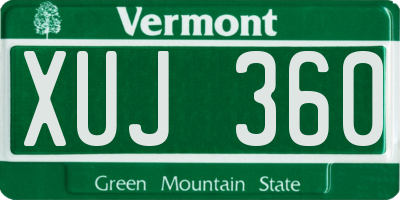 VT license plate XUJ360
