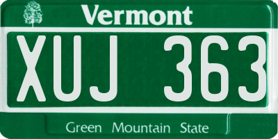 VT license plate XUJ363