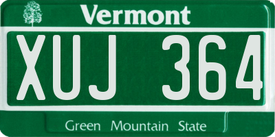VT license plate XUJ364