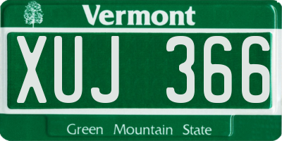 VT license plate XUJ366
