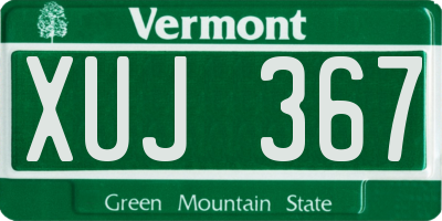 VT license plate XUJ367
