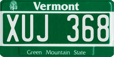 VT license plate XUJ368