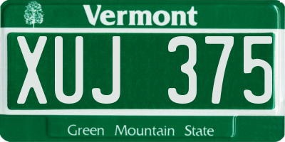 VT license plate XUJ375
