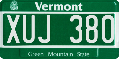 VT license plate XUJ380