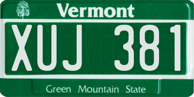 VT license plate XUJ381