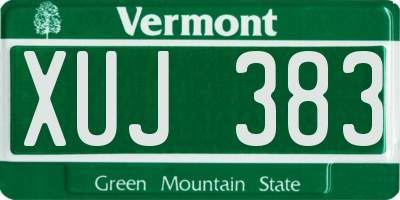 VT license plate XUJ383