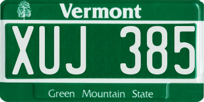VT license plate XUJ385