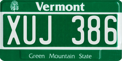 VT license plate XUJ386