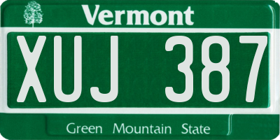VT license plate XUJ387