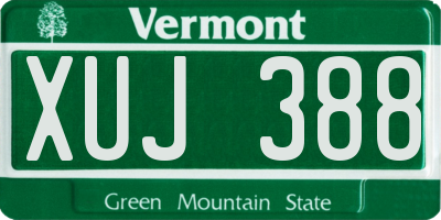 VT license plate XUJ388