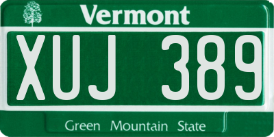 VT license plate XUJ389