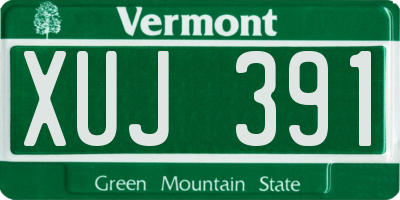 VT license plate XUJ391